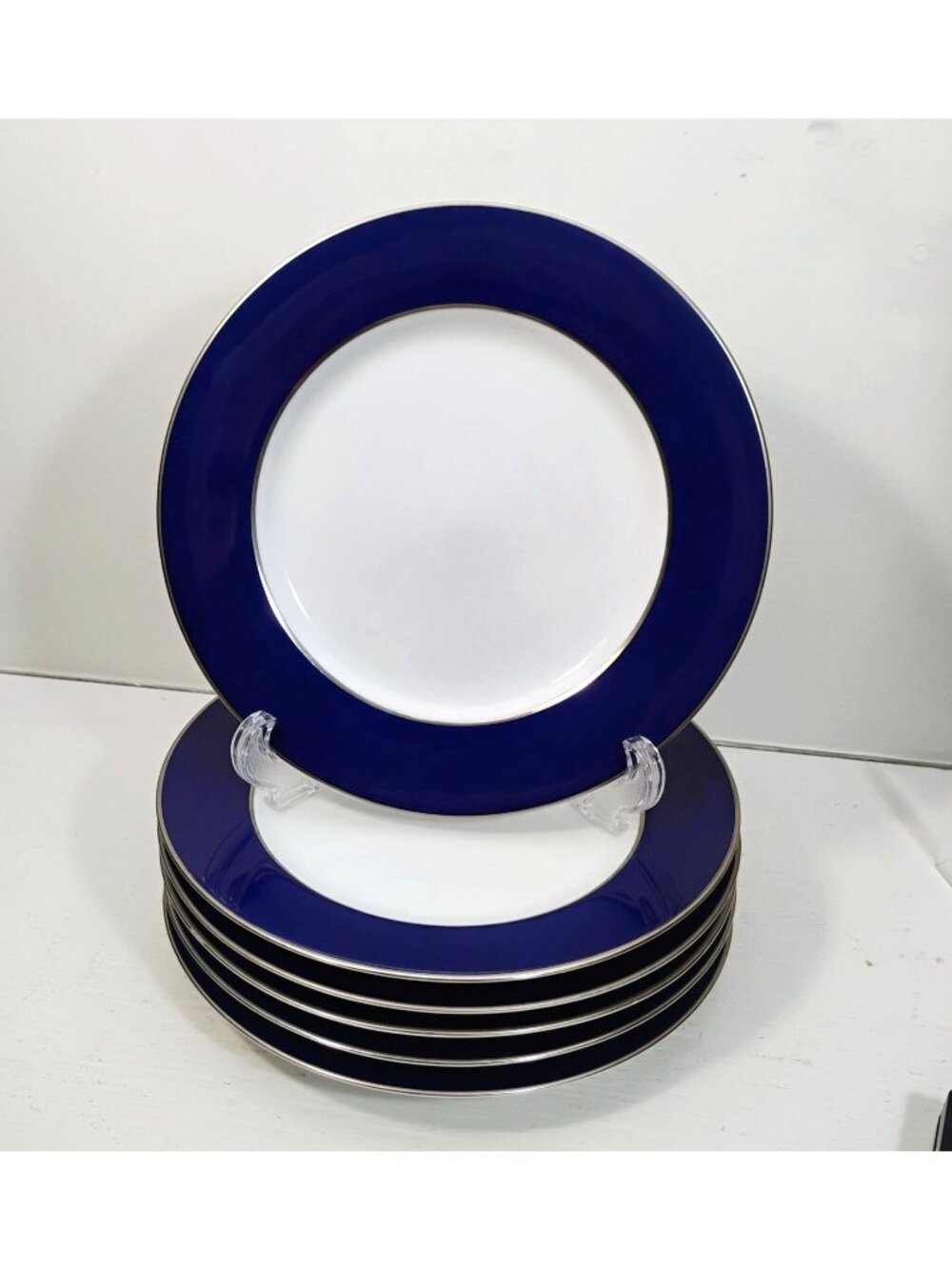 Set of 6 - Crate & Barrel "Platinum Line Cobalt" Salad Plates 8 3/8" - NEW